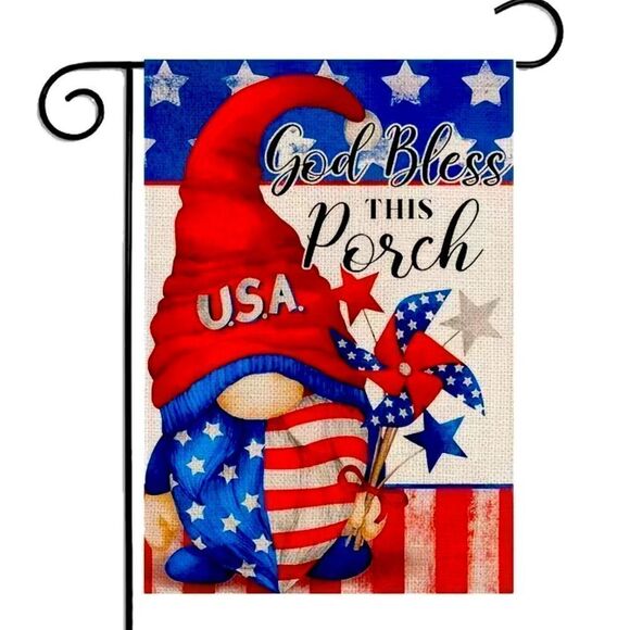 USA GNOME YARD FLAG - Picture 1 of 2
